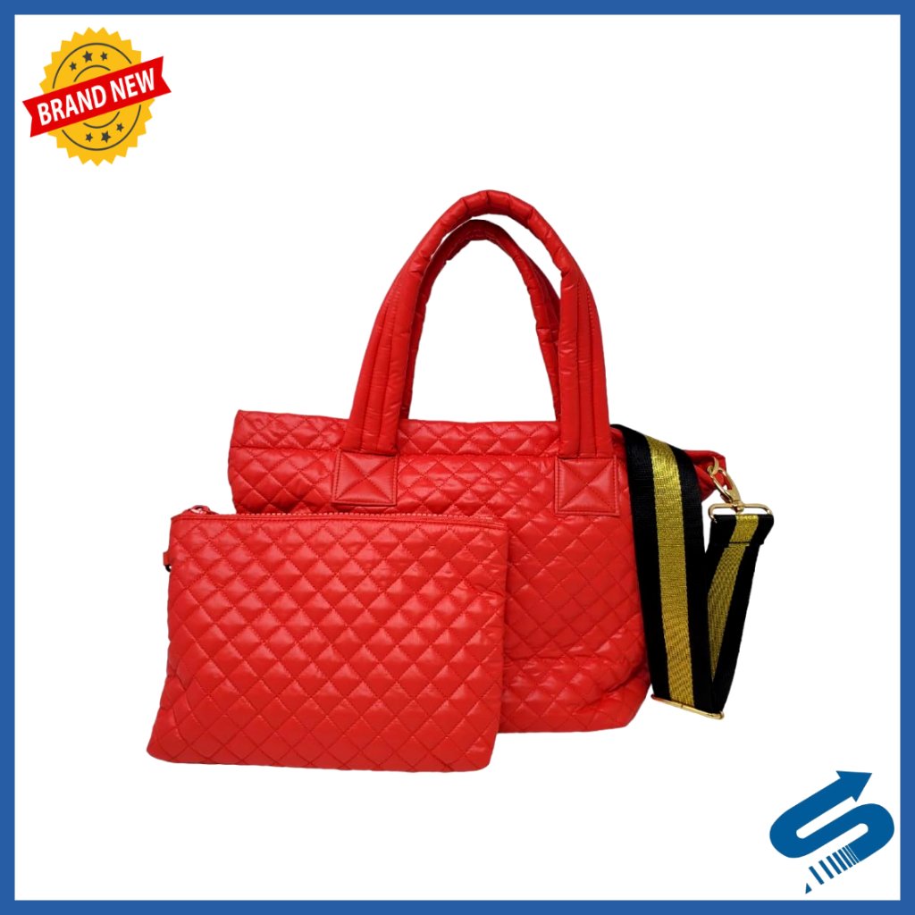 Medium Quilted Tote Bag With Pouch, Water Repellent, Lightweight
